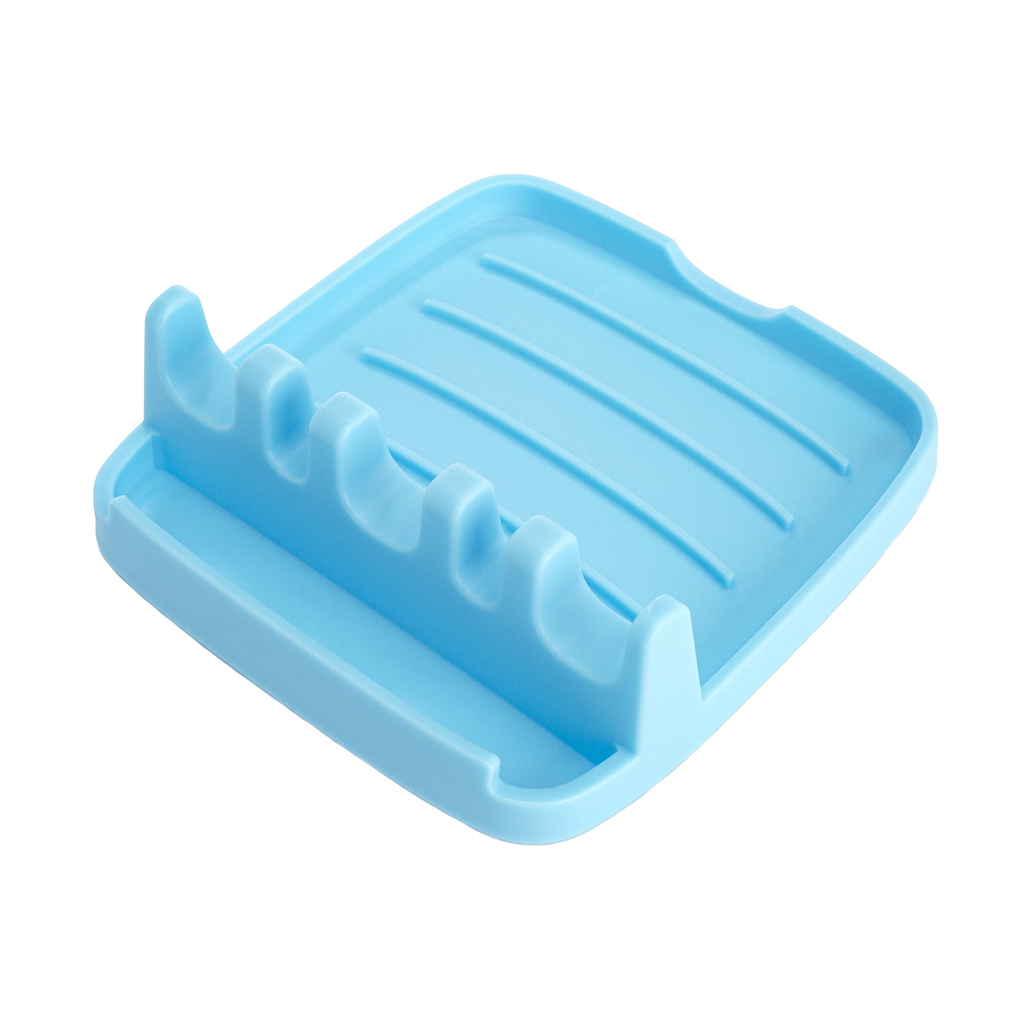 Tasty Mighty Spoon and Lid Rest with Deep Drip Pad, Extra Large Size, Nylon, Holds up to 5 Utensils, Tasty Blue