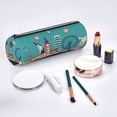 thumbnail image 2 of Honeii Let's go Travel Print Leather Pencil Case,Small Pencil Pouch,Durable Zippered Storage for School, Office, and Travel Essentials, 2 of 6