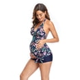 thumbnail image 2 of Uniexcosm Women's Maternity Swimsuits Tied Halter Two-piece Swimwear Floral Bathing Sets with Shorts S-XXL, 2 of 4