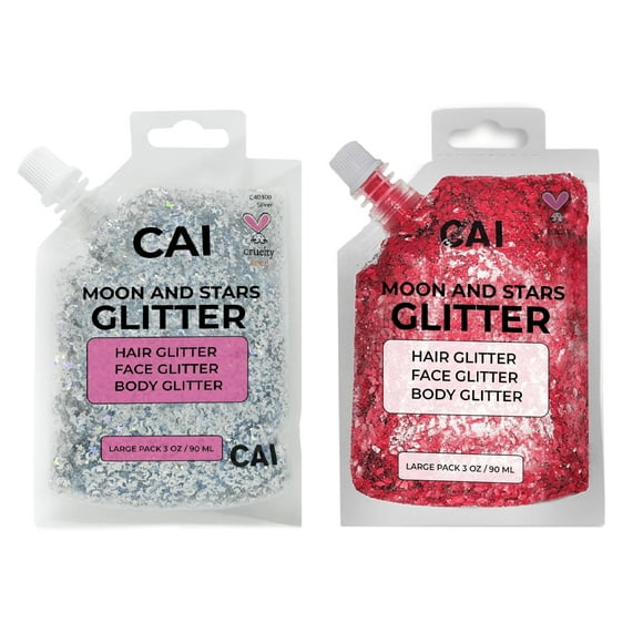 Gel con purpurina CAI BEAUTY NYC para rostro y vello para Halloween, 90 ml, paquete de 2
