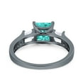 thumbnail image 3 of Princess Cut Art Deco Ring Black Tone Paraiba Tourmaline CZ 925 Sterling Silver Size 5, 3 of 6