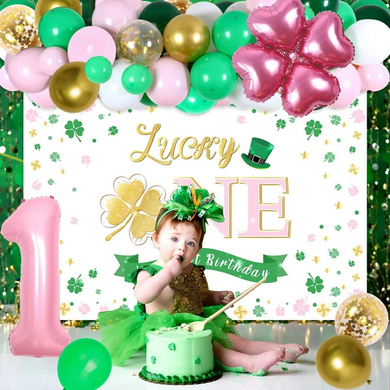St Patricks Day 1st Birthday Decorations Lucky One Clover Foil