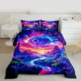 thumbnail image 2 of Homewish Multicolor Natural Scenery Bedding Comforter Set,Galaxy Planet Twin Comforter Sets,Orange Blue Green Bedding Set For Girls Kids,Microfiber Bedroom Decor Reversible,2pcs, 2 of 8