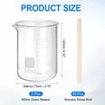 thumbnail image 2 of 500ml Glass Beaker, 2 Pack Measuring Glass Beaker Graduated Borosilicate Lab Cups Mug Low Form Heat Safe Transparent with 50pcs Wood Sticks for Laboratory Science Kitchen Liquids, 2 of 6