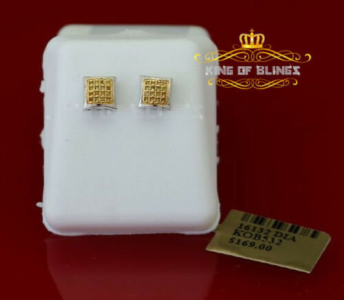King of Bling's 0.10ct Diamond 925 Sterling Silver White Kite Stud Earrings For Women's & Men's