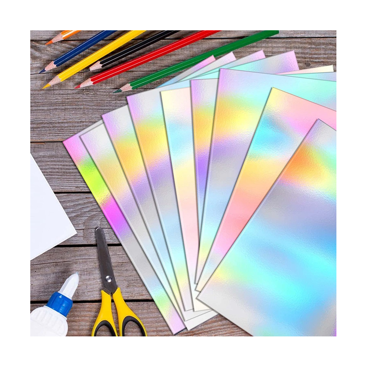 Metallic Holographic Card Shiny Mirror Paper Sheets, Reflective Post Board Size 8.5 X 11 Inch 50 Pack