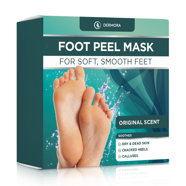 Máscara exfoliante para pies DERMORA, paquete de 4, para pies secos y agrietados con aroma