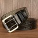 thumbnail image 3 of Men's Leather Double Prong Belt Classic Double Row Hole Belt Universal Hollowed Out Belt Jeans Men Waistband New Belts For Men, 3 of 5