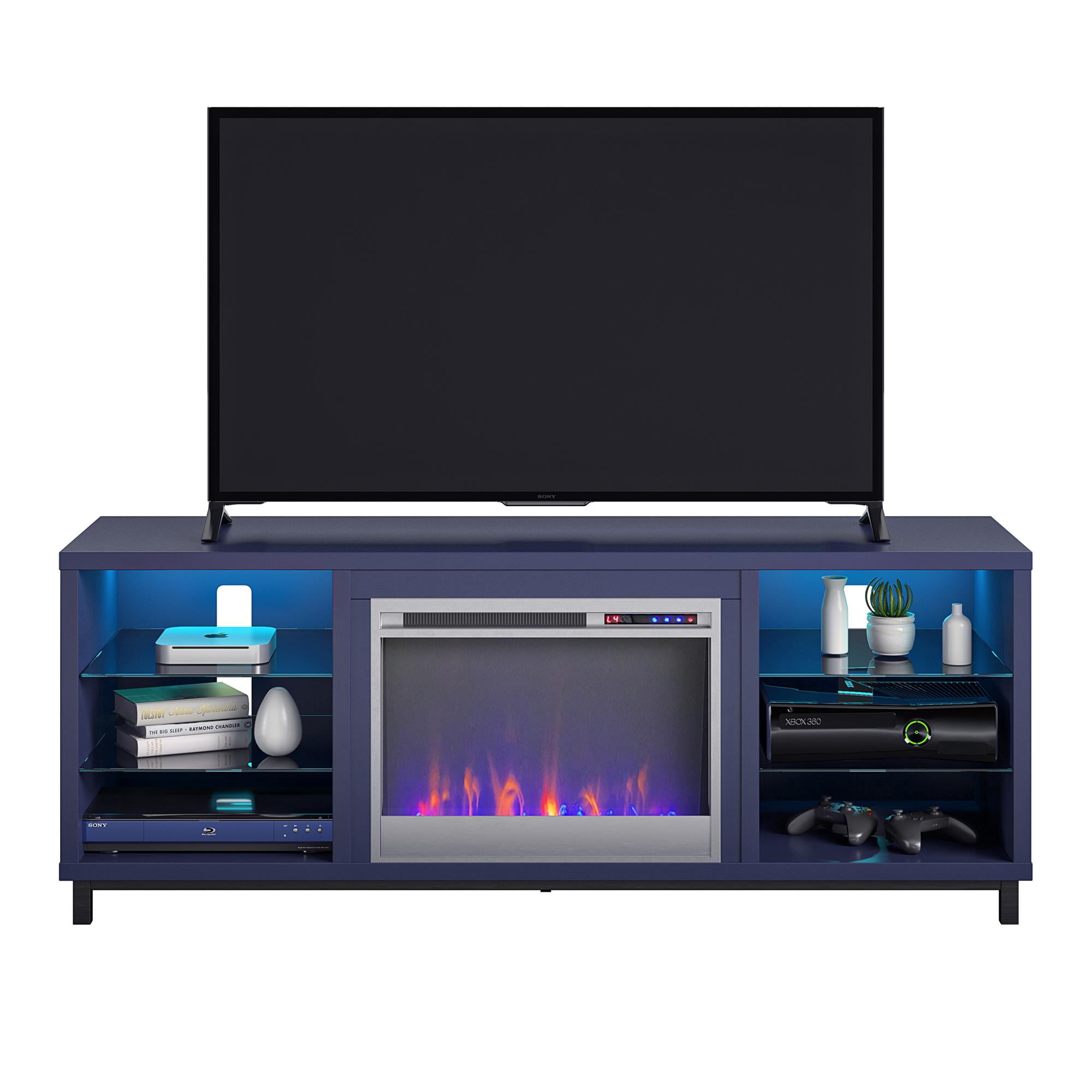 Ameriwood Home Fendall Deluxe Fireplace TV Stand for TVs up to 70", Navy