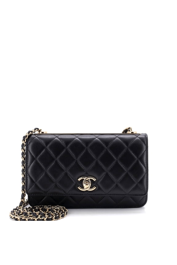 Pre-Owned Trendy CC Wallet on Chain Quilted Lambskin Mini By Rebag