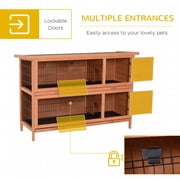 Pawhut 54 2-Floor Large Rabbit Hutch Wooden Pet House Bunny Cage Small Animal Habitat with Lockable Doors Run Asphalt Roof for Outdoor Use Gray