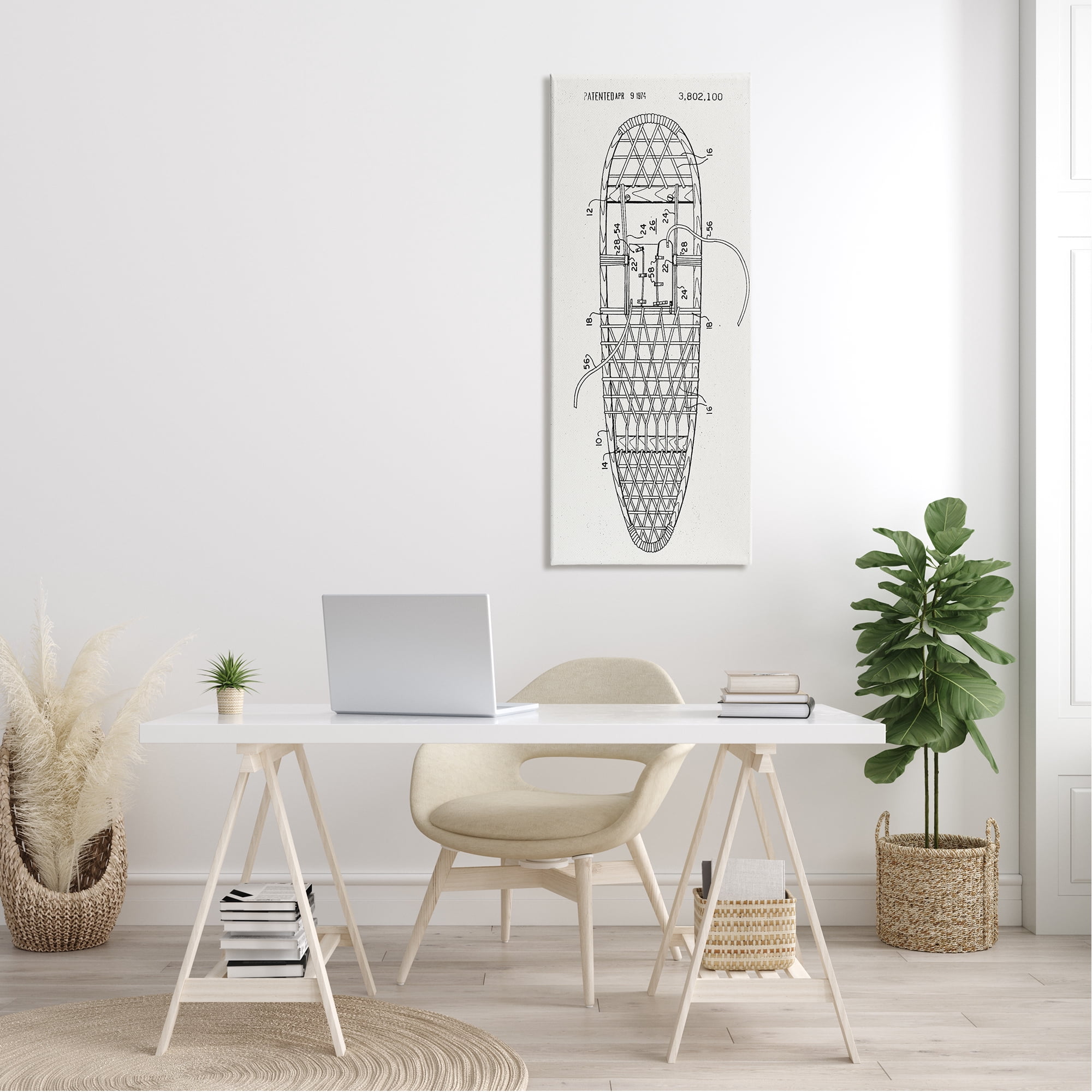 Stupell Industries Snowshoe Winter Patent Blueprint Sports Painting Gallery Wrapped Canvas Print Wall Art