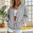 thumbnail image 2 of Ymyiu Womens Sweatshirt Womens Snap Sweatshirts Jackets Long Sleeve Casual Loose Outwear with Pockets(Light Gray, XL), 2 of 9