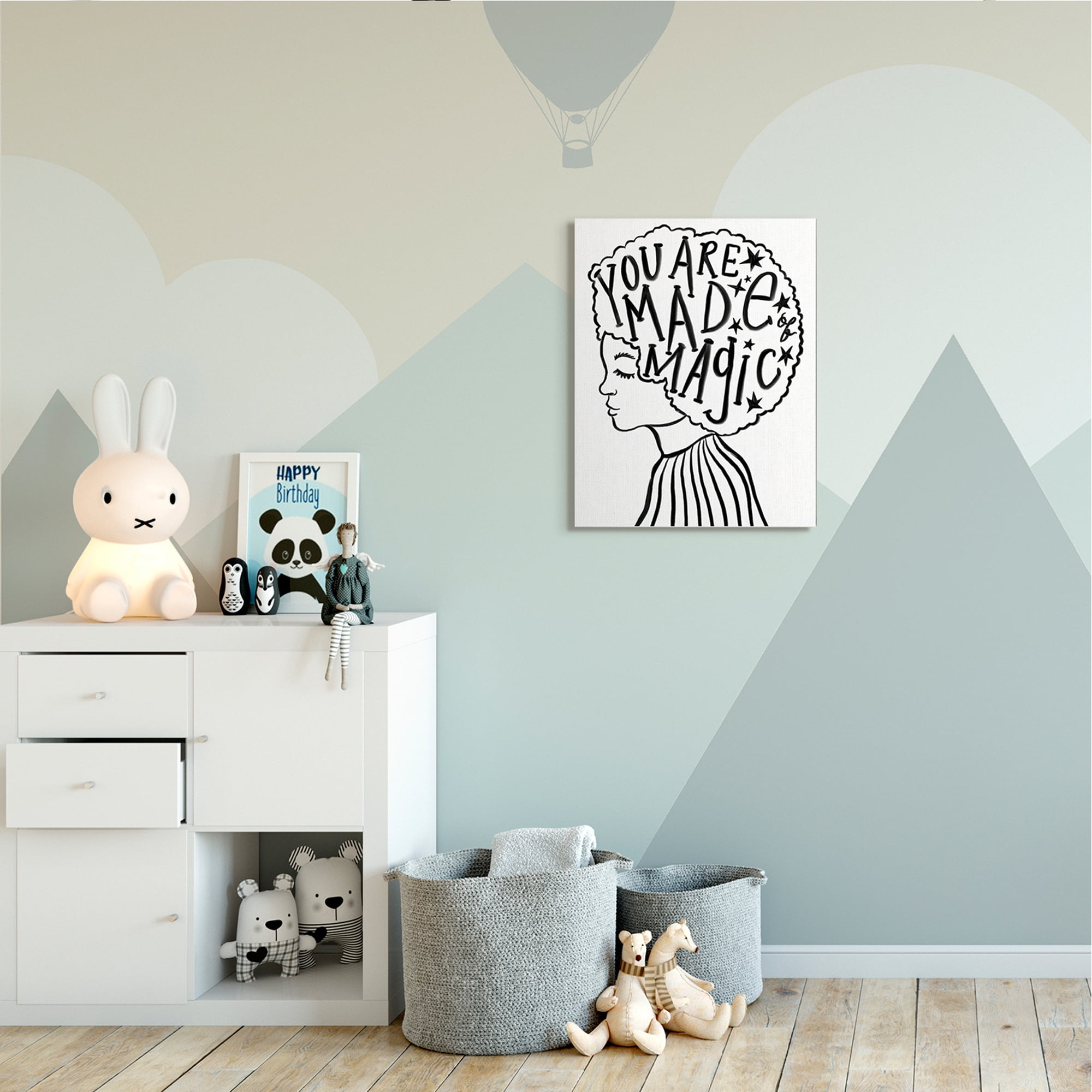 Stupell Industries Made of Magic Phrase Children's Hair Portrait Canvas Wall Art, 24 x 30, Design by Daphne Polselli