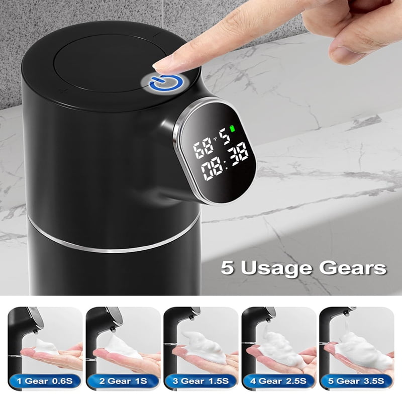 Automatic Foaming Soap Dispenser Touchless HD LED Time and Temperature Display 5-Level y9387