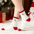 thumbnail image 1 of Calcetines navideños gruesos de polar para mujer (paquete de 2) | Calcetines cálidos de media pantorrilla de nailon y elastano | Calcetines de invierno de felpa con bordado festivo para usar y, 1 of 6