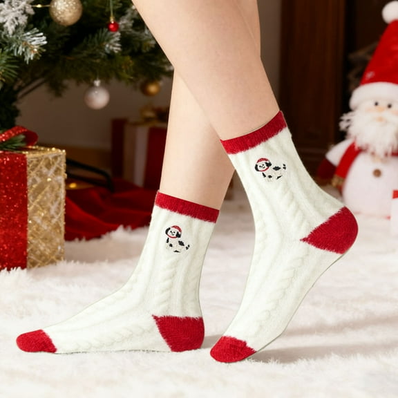 Hometravel Christmas Fleece Socks, Thickened Warm Socks for Winter, Cozy Floor Socks with Holiday Patterns, Festive Footwear for Indoor and Home Wear