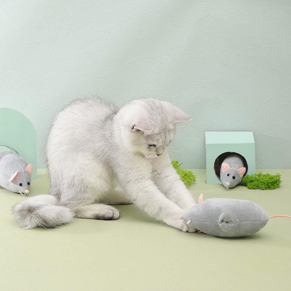 Jouet Pour Chat En Forme De Souris - Peluche Avec Son Qui Couine, Stimulation Mentale, Jeu Intérieur, 14x4.5 Cm