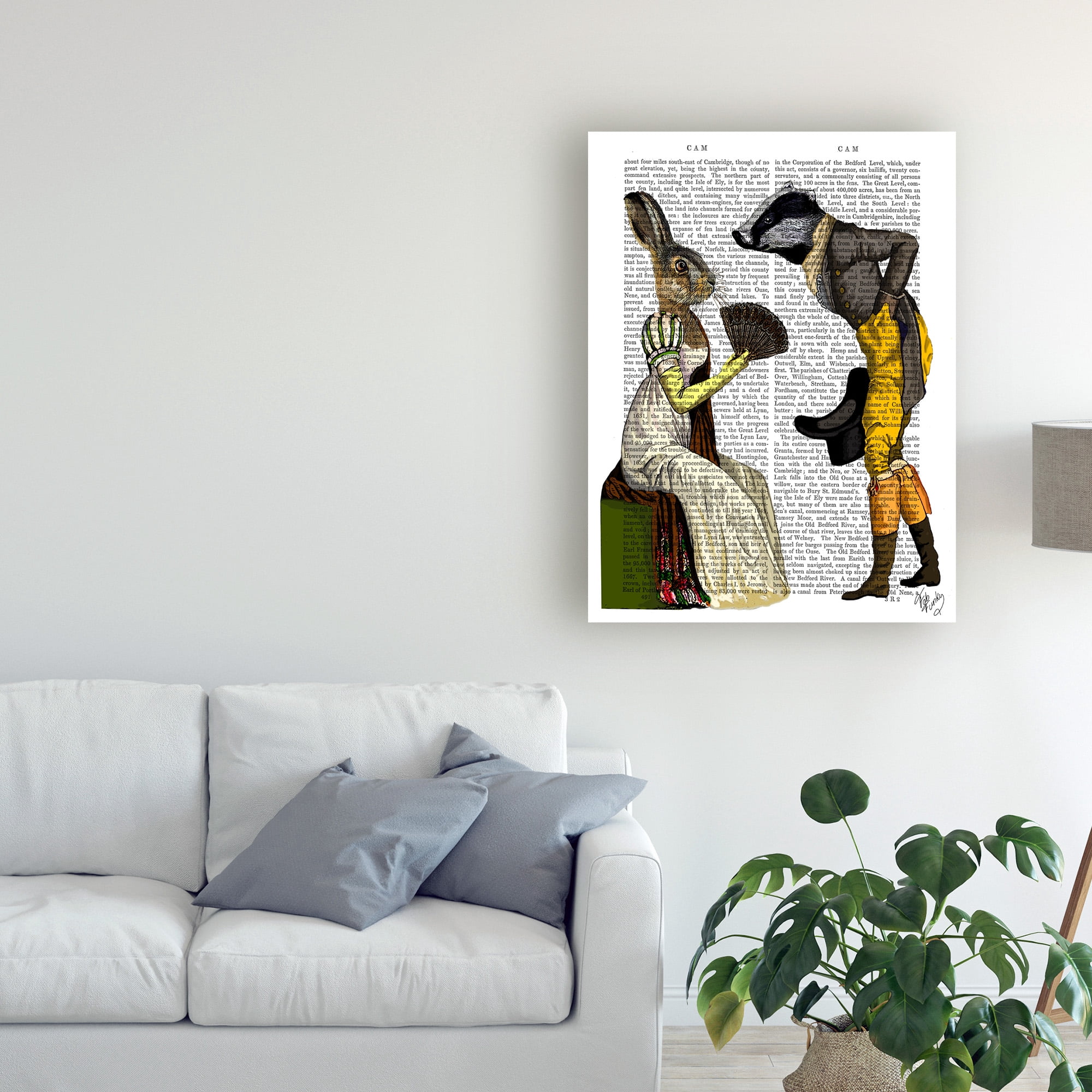 Trademark Fine Art 'Look Of Love, Regency Badger And Hare Couple' Canvas Art by Fab Funky