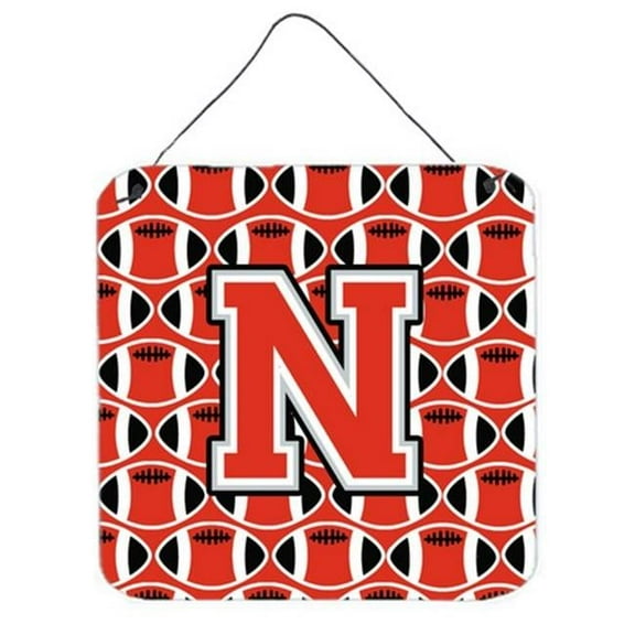 Letter N Football Scarlet & Grey Wall or Door Hanging Prints