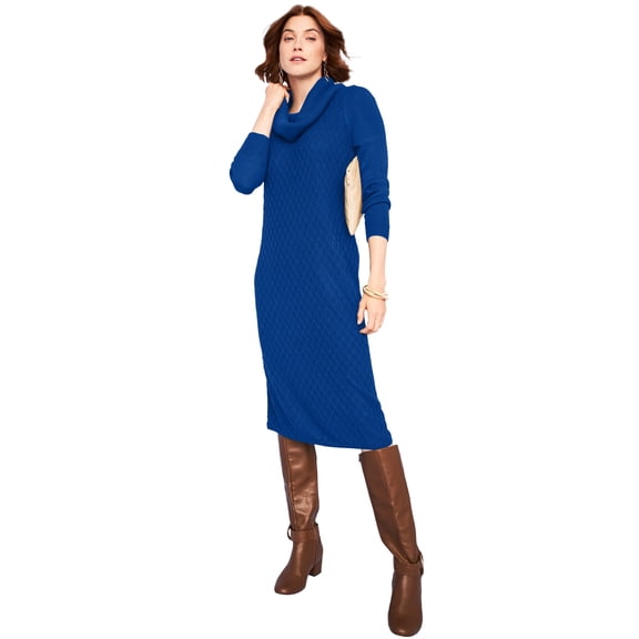 Jessica London Women's Plus Size Textured Cowlneck Sweater Dress