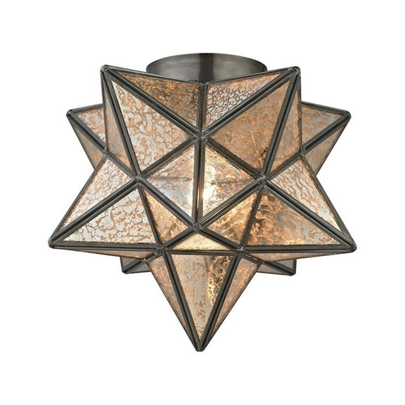 Sterling Moravian Flush Mount Light in Antique Mercury