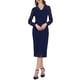 thumbnail image 2 of VESTIDO MIDI DE ENCAJE FLORAL CON MANGAS LARGAS TRANSPARENTES Y ESCOTE EN V PARA MUJER INSPIRE CHIC L AZUL MARINO, 2 of 5