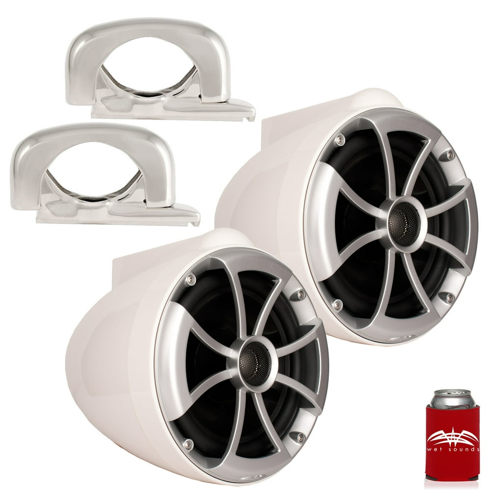 Wet Sounds ICON8 White 8" Tower Speakers with Mini Fixed Clamps Fits 1" to 1 7/8" Pipe
