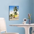 thumbnail image 2 of Beach Seaside Canvas Wall Art: Coastal Coconut Trees Painting Ocean Swing Hanging on Palm Tree Picture Seascape Sunset Artwork Decor for Living Room Bathroom 16" x 12", 2 of 6