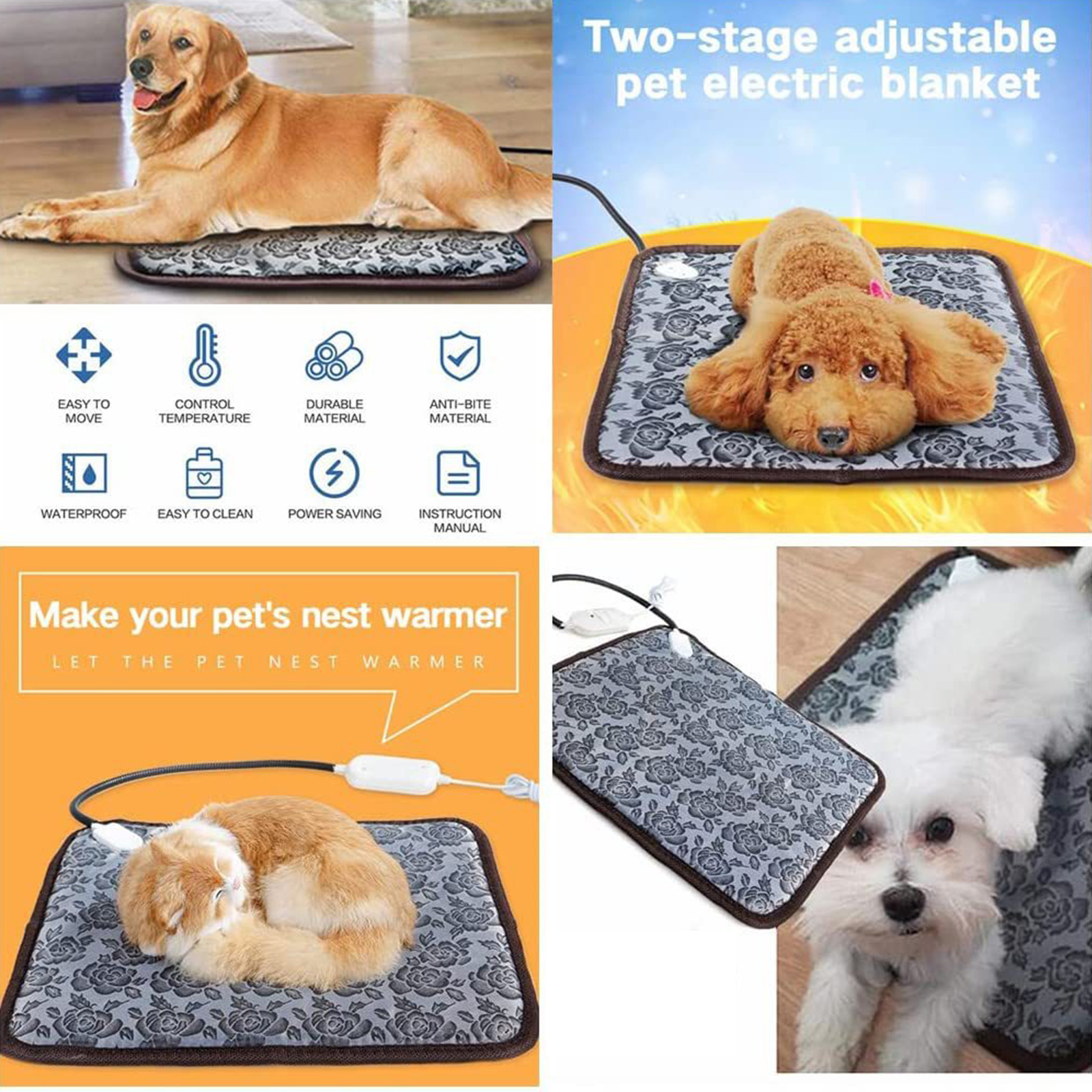 Hinzonek Heated Pet Bed Mat for Cats and Dogs photo 5