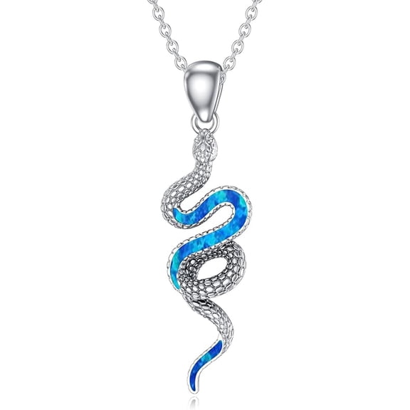 SOULMEET 925 Sterling Silver Snake Pendant Necklace for Women Abalone Shell/Turquoise/Opal Snake Jewelry Gifts