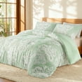 thumbnail image 2 of Exclusivo Mezcla Luxury Fuzzy King Size Comforter Set, 3 Pieces Boho Soft Warm Sage Green Comforters, Reversible Flannel Fluffy Bedding Comforter Sets for All Seasons, 2 of 5