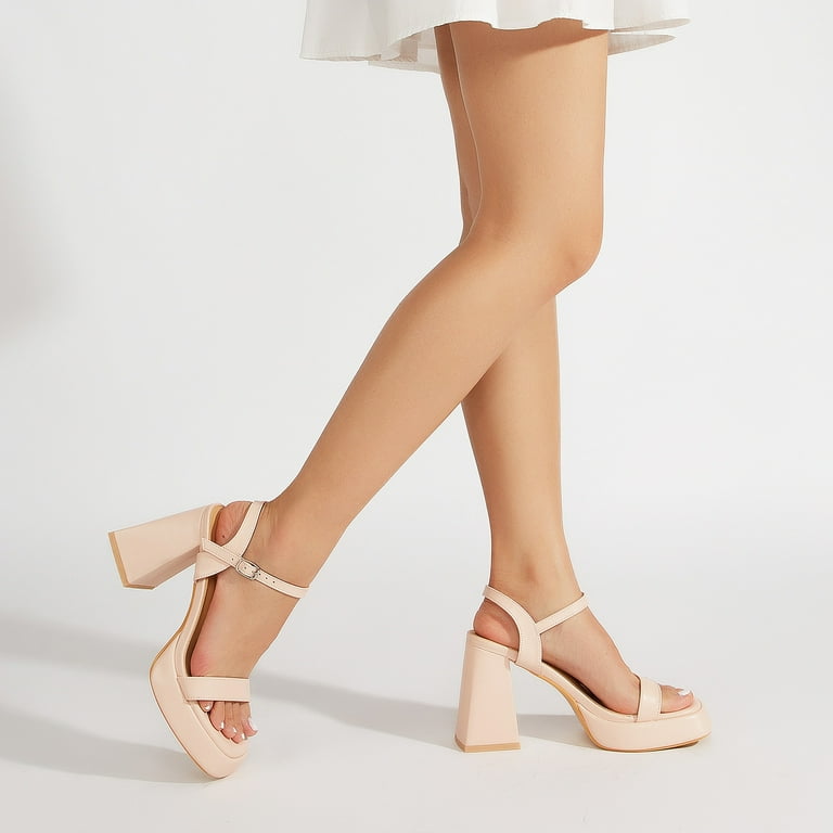 Pmoiste Platform Heels for Women Block Chunky High Heel Sandal