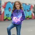 thumbnail image 3 of Xoenoiee Axolotl Galaxy Print Half Zip Hoodie Fleece Cropped Sweatshirt for Girls, Fall Winter Pullover Zip Up Jacket Coat for Kids Teens, 7-8 Years, 3 of 7