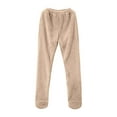thumbnail image 5 of VNKIDY Women's Casual Pants Solid Color Plush Footed Pajama Pants Warm Elastic Waisted Trousers For Cozy Loungewear Sleepwear Style Soft Pants, 5 of 5