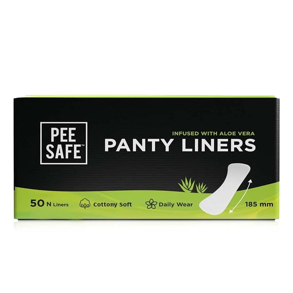 PEESAFE Panty Liners for Women Daily Use with Aloe Vera (Pack of 50 Liners)| Curvy Design for Extra Comfort | Cottony-Soft Surface with 185mm Wide | Keeps You Dry & Fresh All Day Long