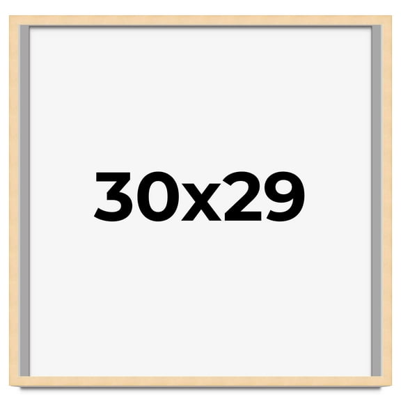 30x29 Frame Natural Wood Picture Frame | 0.75 Inch Moulding Width | with UV Acrylic Plexiglass,