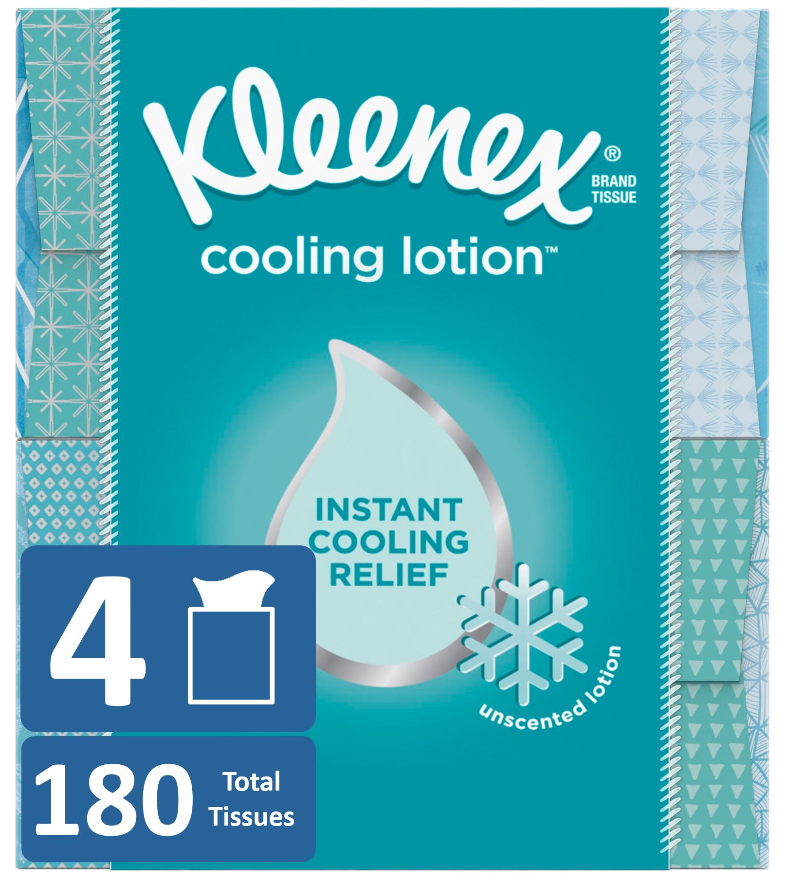 Kleenex Cooling Lotion Facial Tissues, 4 Cubes, 45 Tissues per Cube
