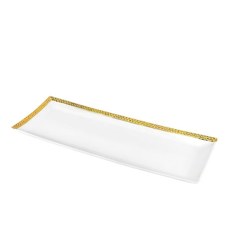 Golden Edge Trim Ceramic Rectangular Dishwasher Safe Trey