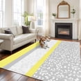 thumbnail image 3 of Abstract Yellow Washable Living Room Rugs 6'x9', Grey Stripes Floral Plant Modern Vintage Low Pile Throw Large Area Rug Non-Slip Sturdy Edge Binding Carpet for Dining Room Kitchen Office, 3 of 9