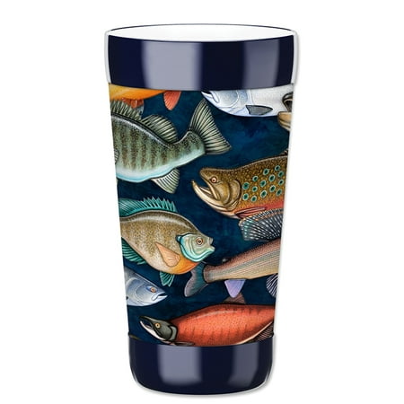 

Mugzie 16-Ounce Tumbler Drink Cup with Removable Insulated Wetsuit Cover - Fresh Water Fish