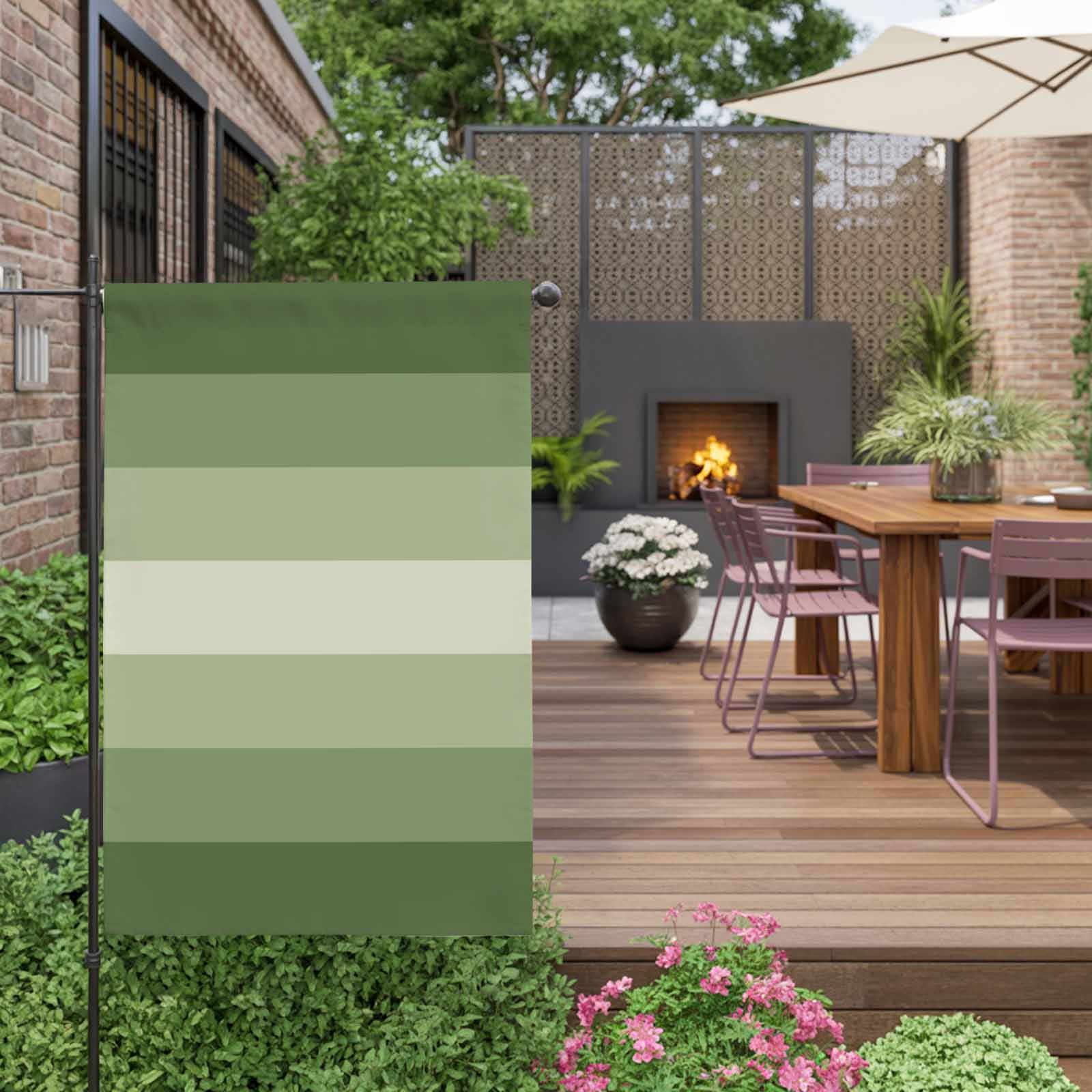 Sage Green House Flag 28 x 40 Inches, Ombre Stripe Weather Proof Outdoor Patio Flags Double Sided Small House Decoration for Yard Lawn Outside Home