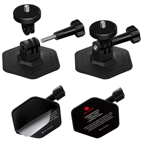 K&F CONCEPT 2-pack Flexible Adhesive Helmet Mount use Genuine 3M for GoPro Hero13/12/11/10/9/8 Max DJI Action 5 Pro 4 3 Insta360 X5 X4 X3 Ace Pro Sports Camera Accessories Flat Curved Surfaces