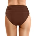 thumbnail image 2 of Women's High Waist Ruched Bikini Bottoms - Drawstring Swim Briefs with Full Coverage for Beach Surfing Water Sports, 2 of 5