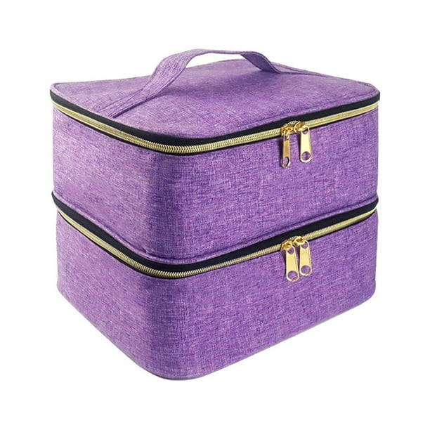 Minnieouse Bolsa organizadora de esmalte de uñas de doble capa para fácil acceso y almacenamiento bolsa de Estuche de transporte de esmalte de Juegos de manicura púrpura