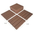 thumbnail image 7 of Miniyam 44-Pack Square 11.8"x11.8" Waterproof Deck Tiles, All-Weather, for Porch, Poolside, Brown(Small Straight line), 7 of 7