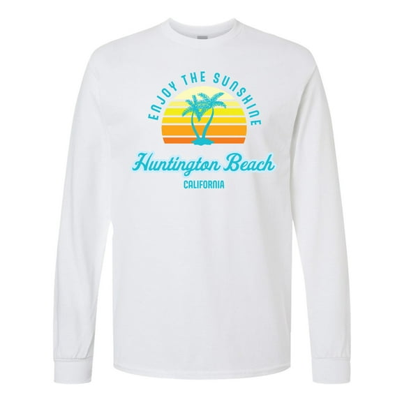 Inktastic Summer Enjoy the Sunshine Huntington Beach California Blue Long Sleeve T-Shirt