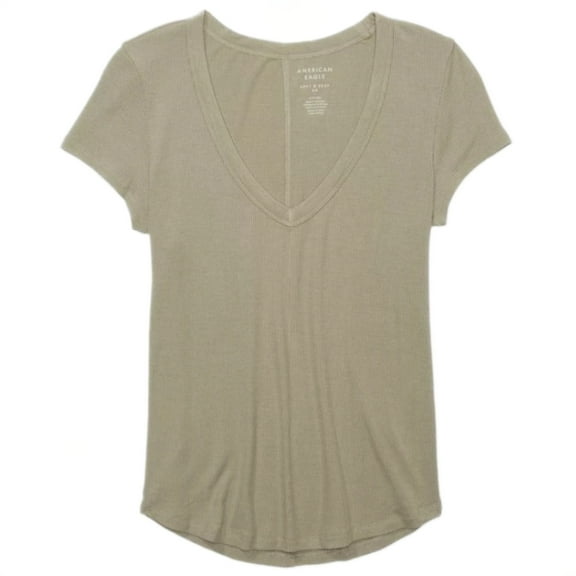 American Eagle AE Soft & Sexy V Neck T-Shirt - Olive - Extra Small