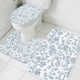 thumbnail image 3 of Light Blue Flower Bath Mat 3 Piece Bathroom Rug Set, Vintage Farmhouse Boho Leaf Spring Non Slip Bath Rug Contour Mat and Toilet Lid Cover, Absorbent Shower Mats Soft Bath Rugs and Mats Sets, 3 of 8