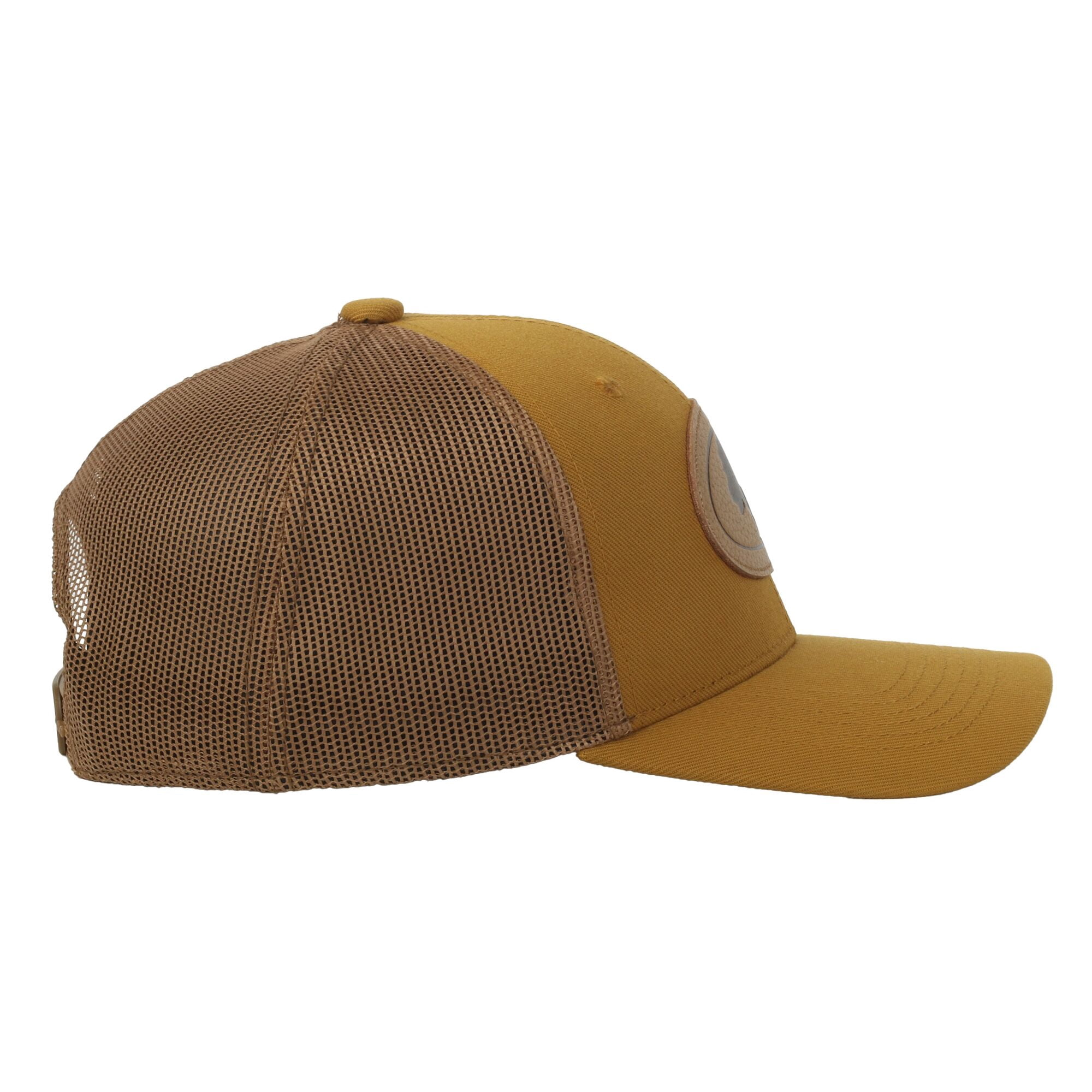 Mossy Oak® Gold 6-Panel Cap – Structured with Leather Patch, Snapback, One Size